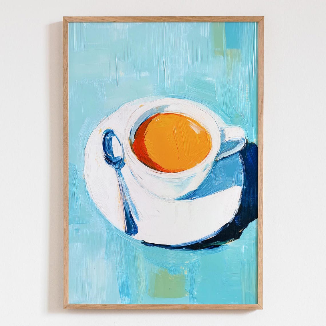 Espresso Cup From Above Turquoise Acrylic Coffee Still Life Art Poster