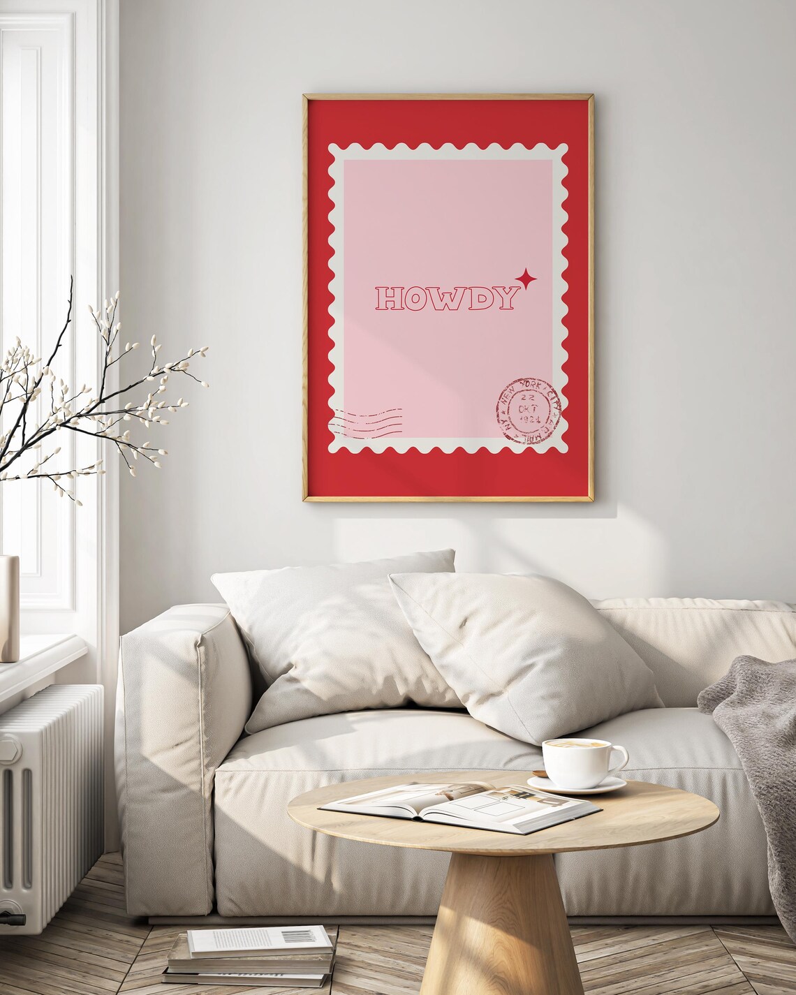Howdy Cowgirl Western Postage Stamp Pink Trendy Wall Art Dorm Poster - Image 2