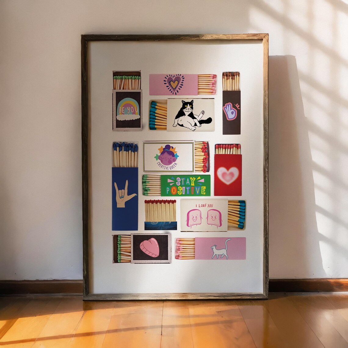 Positive Affirmations Matchbox Collection Retro Colorful Wall Art Print - Image 4