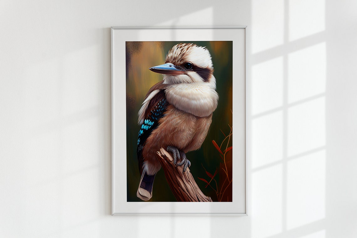 Kookaburra Perched on Branch Realistic Australian Bird Poster - Image 2