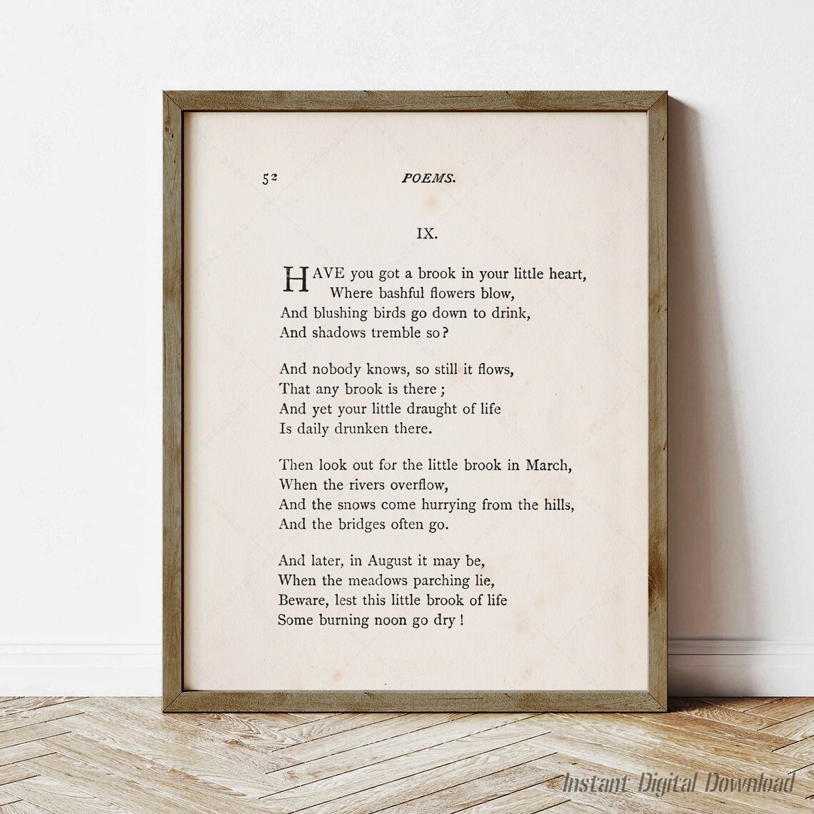 Emily Dickinson Have You Got A Brook Poem Vintage Book Page Art Poster