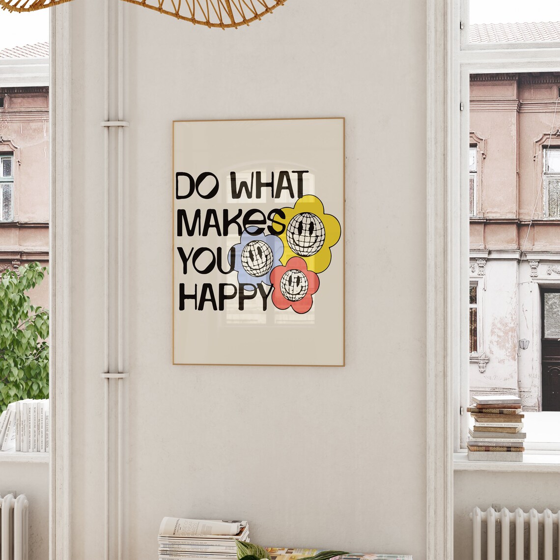 Do What Makes You Happy Disco Flower Retro Groovy Quote Poster - Image 6