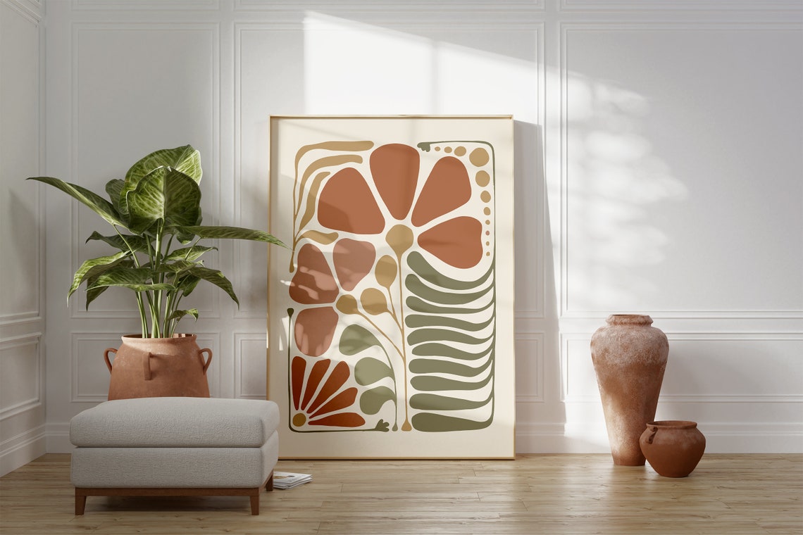 Terracotta Bloom Abstract Botanical Modern Boho Decor Art Print - Image 4
