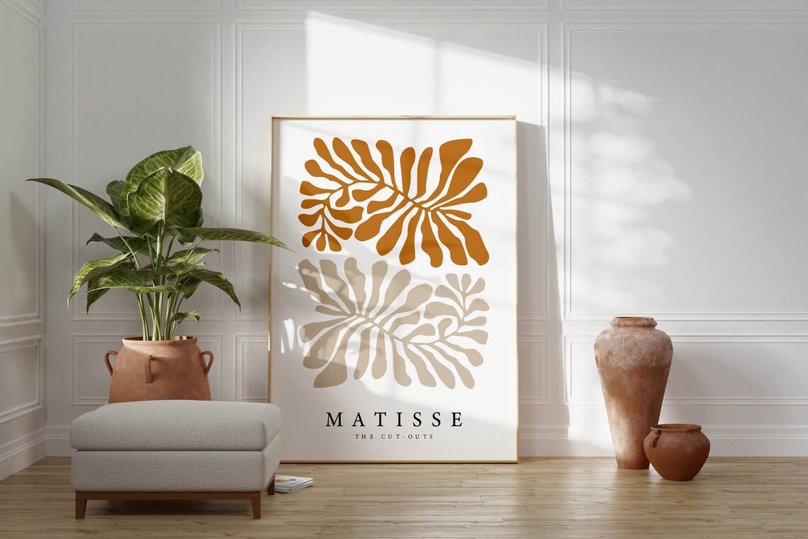 Matisse The Cut Outs Ochre Beige Leaf Duo Decorative Art Poster - Image 3
