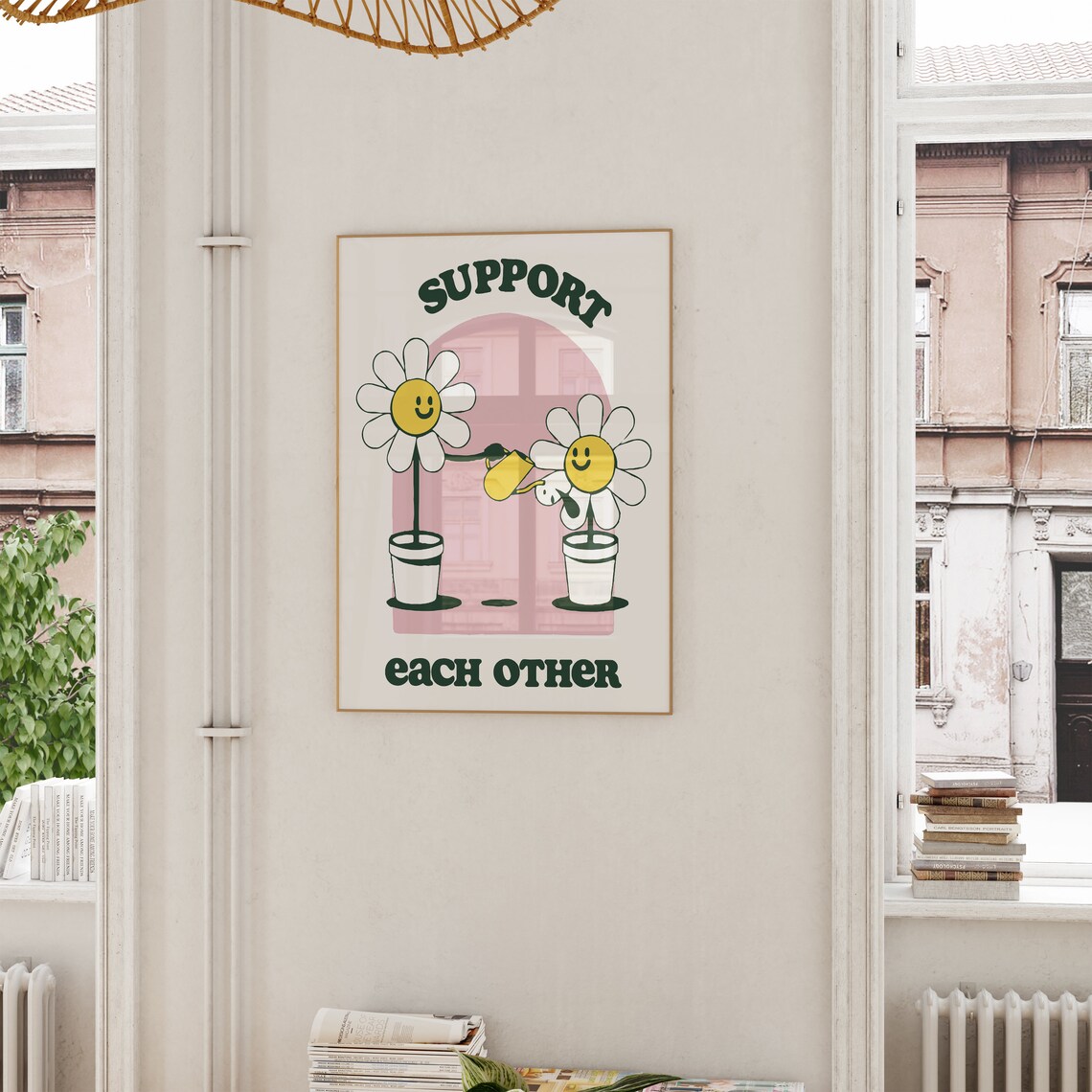Support Each Other Cute Daisy Flower Friends Kindness Quote Poster - Image 6