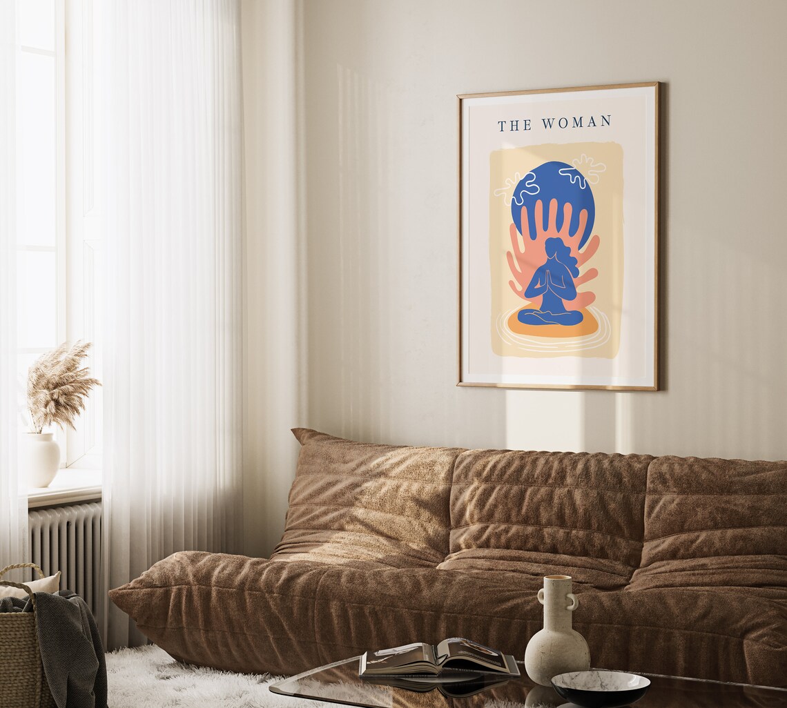 The Woman Meditating Sun Abstract Modern Empowering Art Poster - Image 4