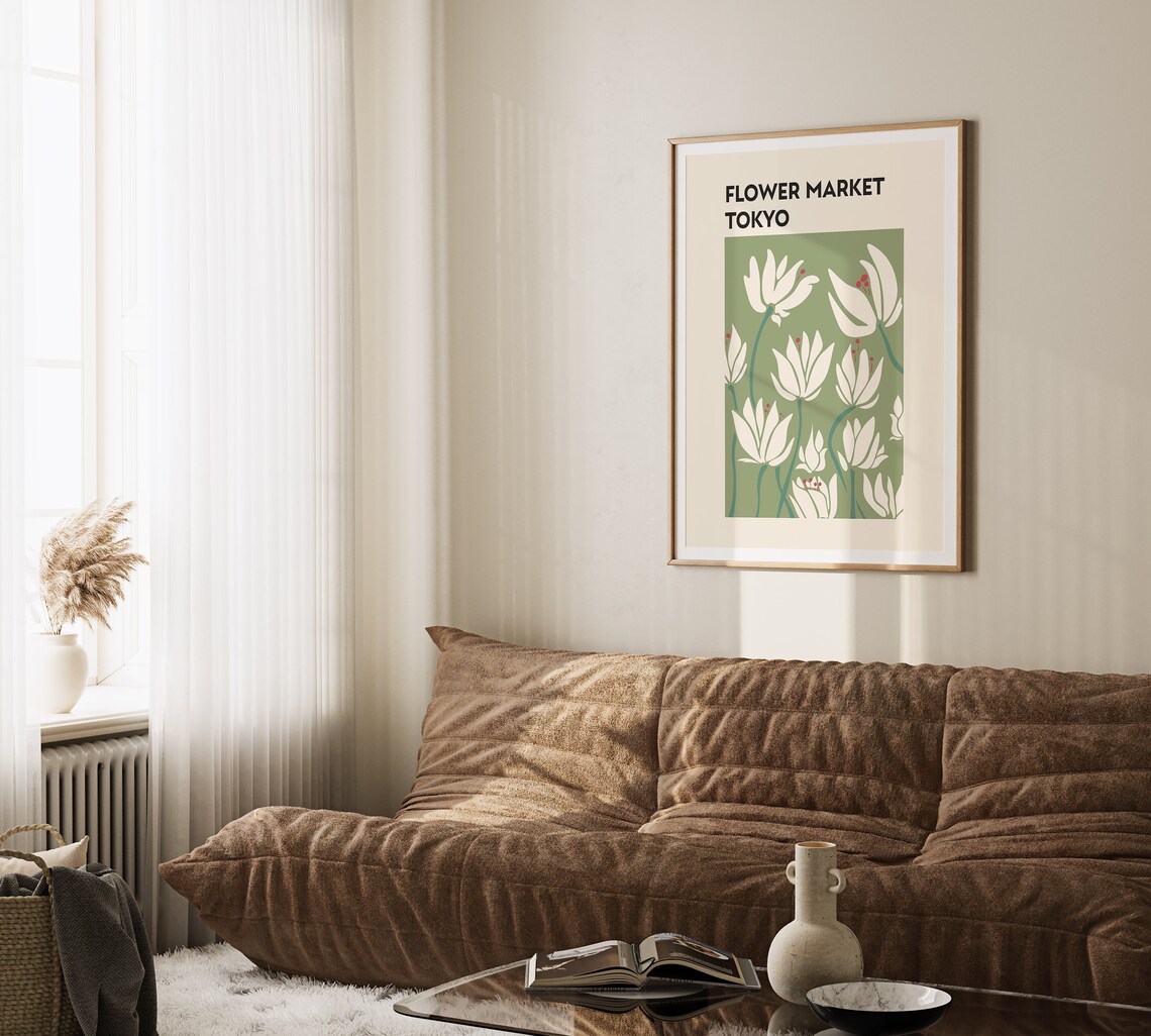 Tokyo Flower Market White Tulip Botanical Illustration Print - Image 3