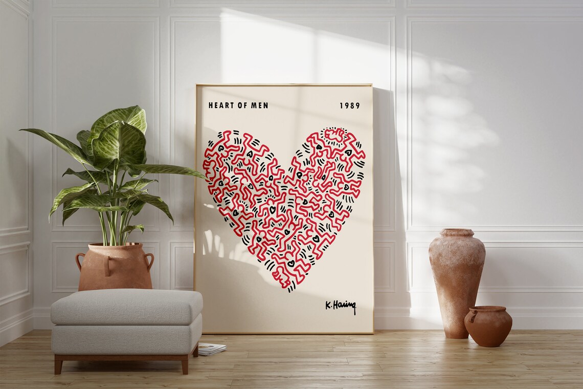 Keith Haring Heart of Men 1989 Figure Crowd Collage Pop Art Poster - Image 5