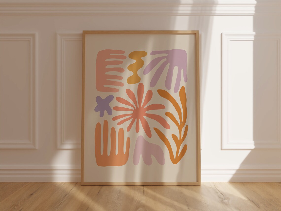 Matisse Style Pastel Abstract Organic Shapes Wall Decorative Poster