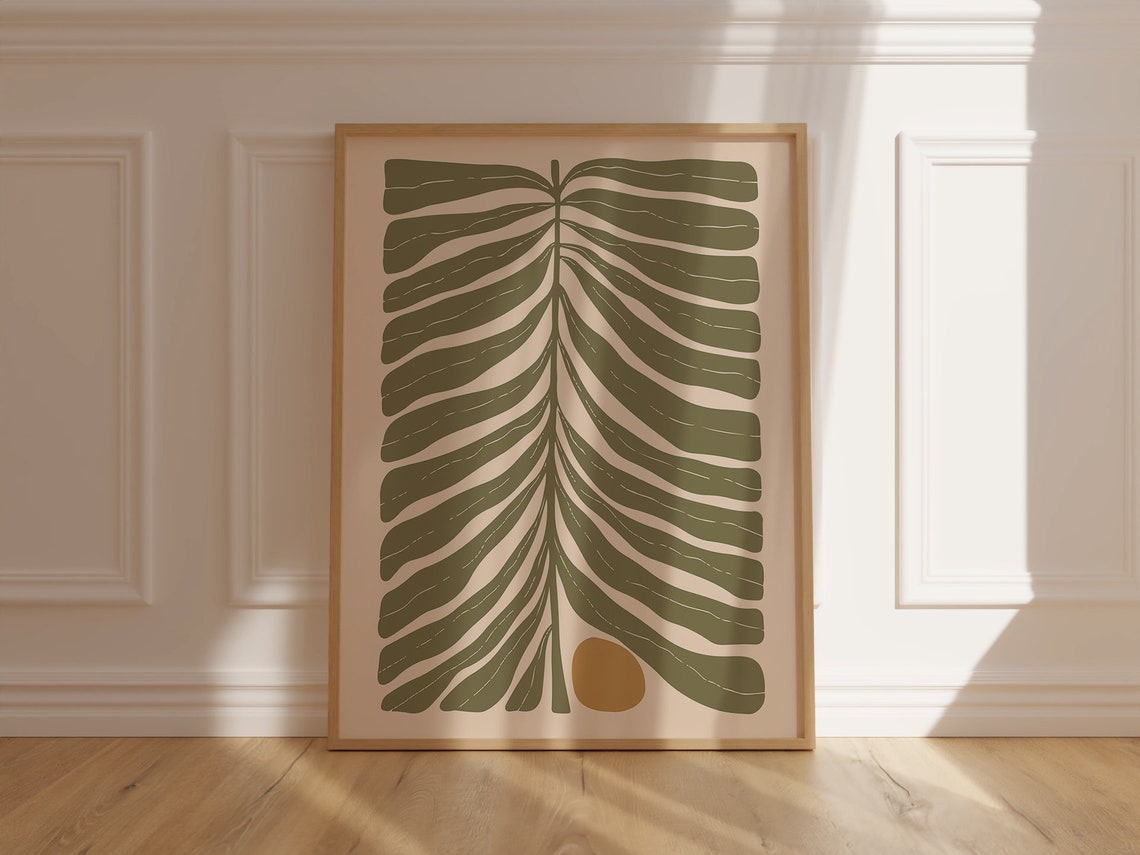 Large Green Palm Leaf Minimalist Botanical Abstract Art Print - Image 6