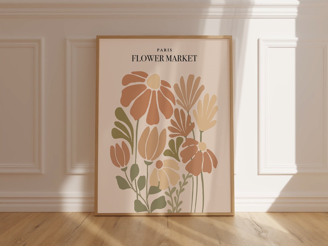 Paris Flower Market Botanical Floral Bouquet Modern Art Poster