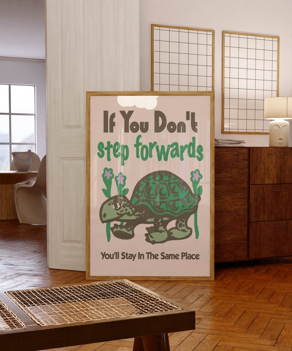 Gentle Tortoise Step Forward Retro Motivational Quote Wall Art - Image 6