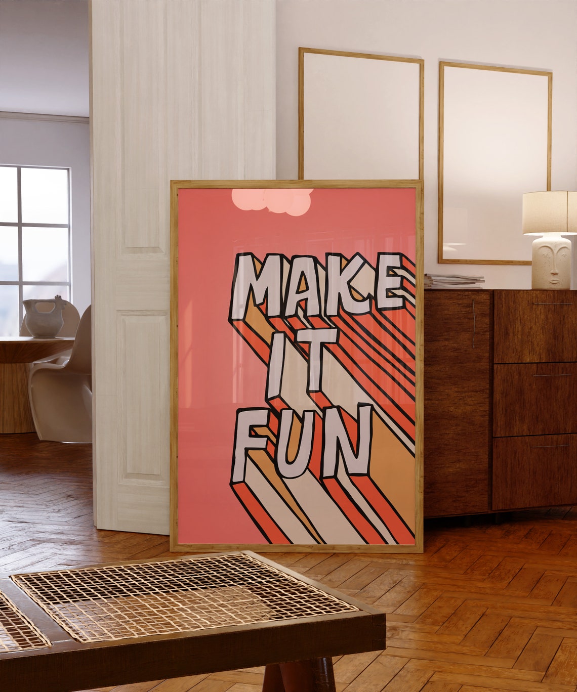Make It Fun Bold Retro 3D Lettering Motivational Quote Poster - Image 3