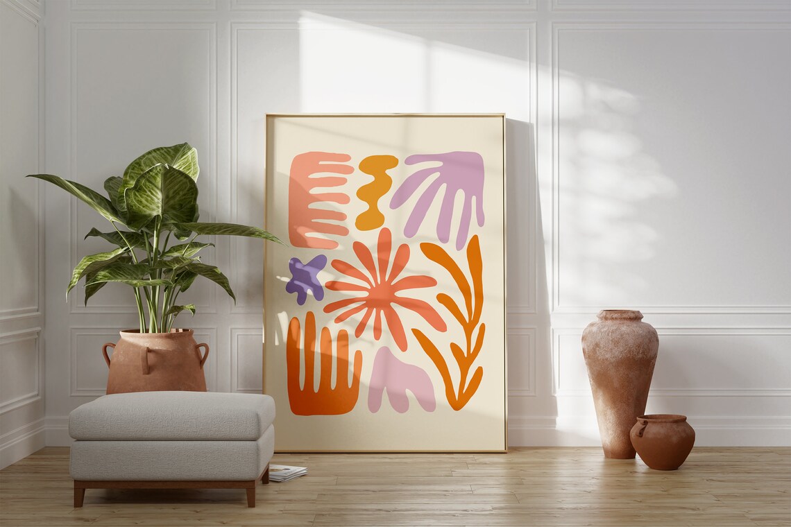 Matisse Style Pastel Abstract Organic Shapes Wall Decorative Poster - Image 3
