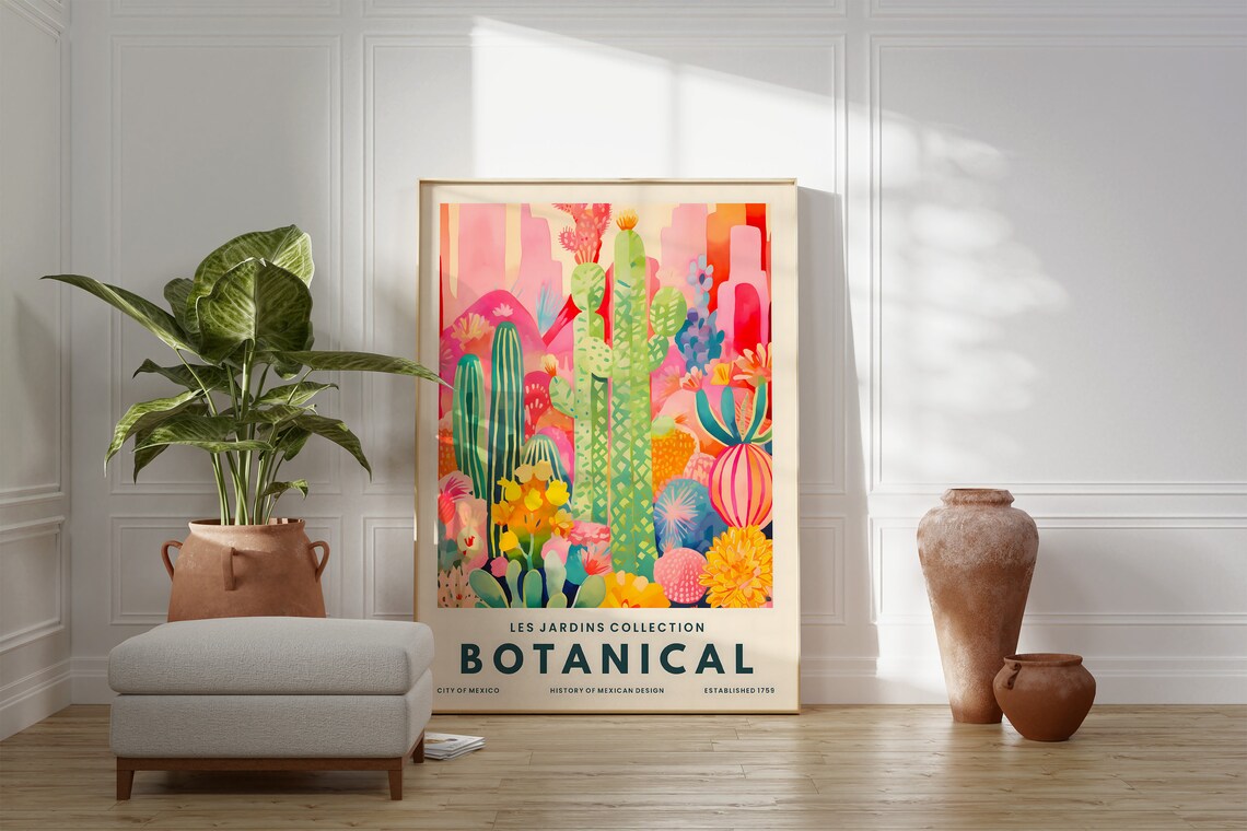 Mexican Cactus Desert Colorful Les Jardins Botanical Art Poster - Image 2