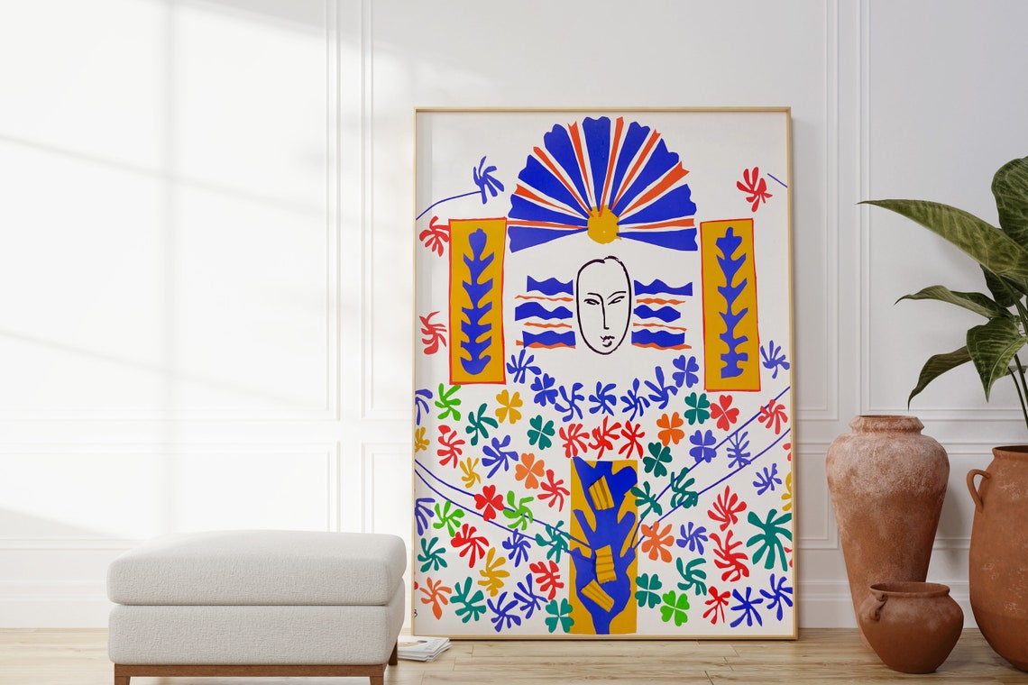 Matisse La Gerbe 1953 Vertical Colorful Cutout Floral Mural Print - Image 2