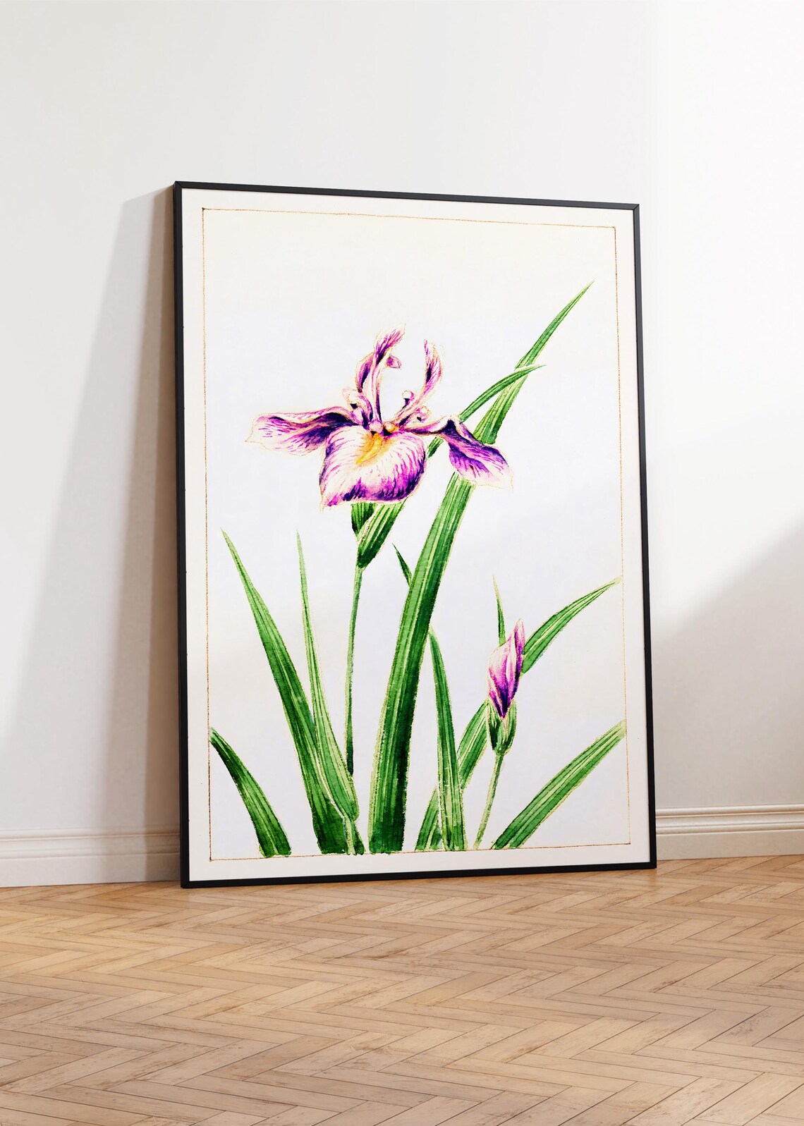 Purple Japanese Iris Flower Watercolor Botanical Elegant Floral Wall Art - Image 4