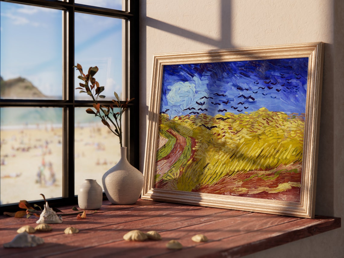 Van Gogh Wheatfield with Crows Deep Blue Sky Golden Field Print - Image 3