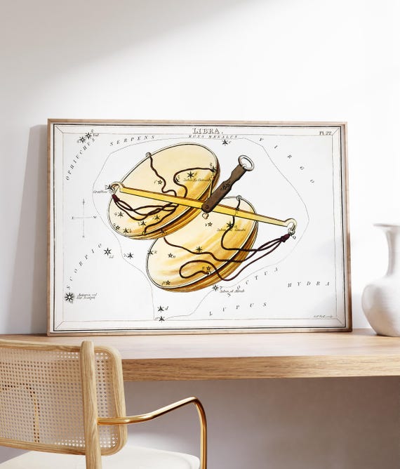 Libra Star Sign Astro Print Zodiac Poster Celestial Stars Artwork Star Map Personalised Print Original Gift Idea Modern Cosmic Wall Art