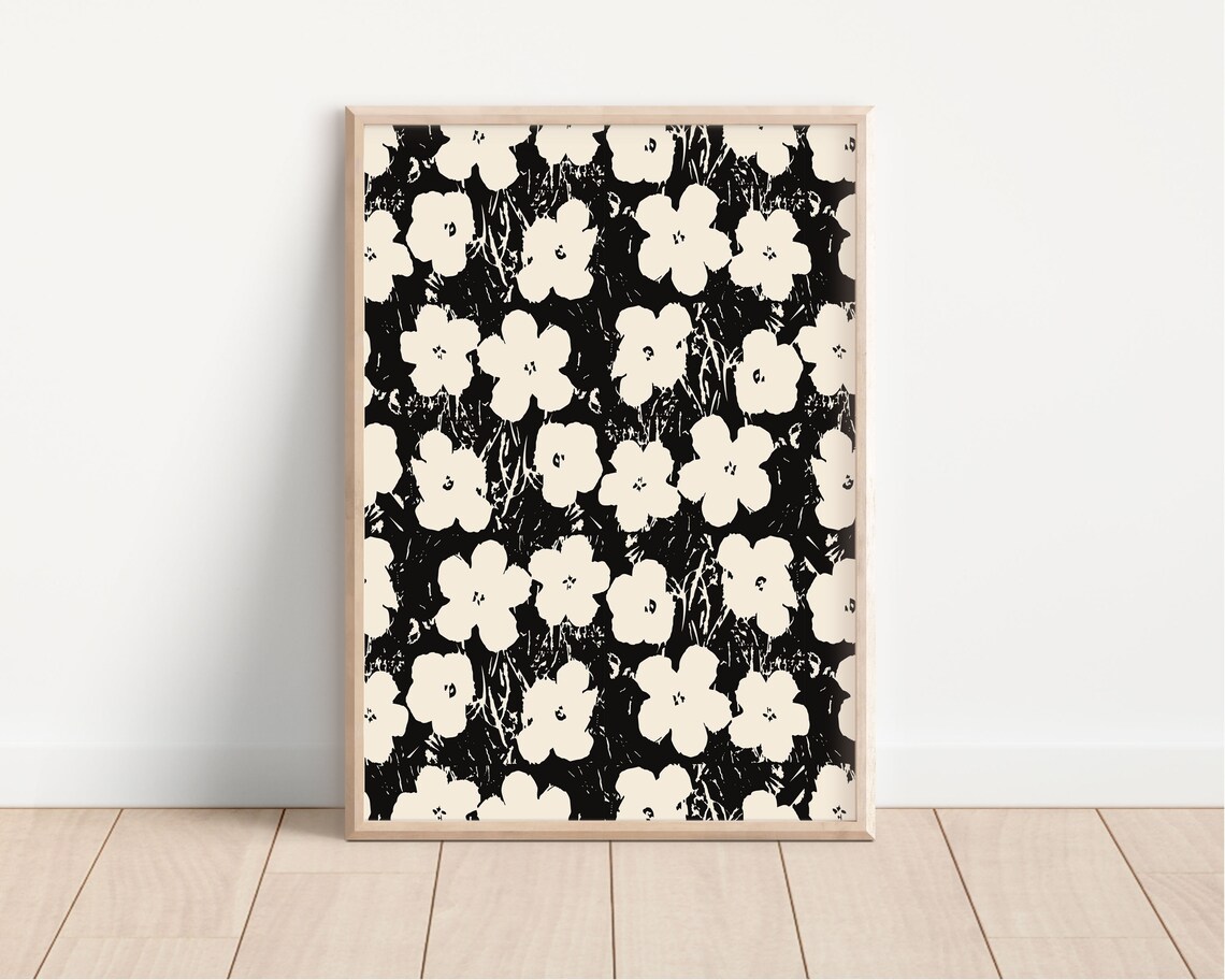 Henri Matisse Flower Pattern, Black and White Art Print - Image 2