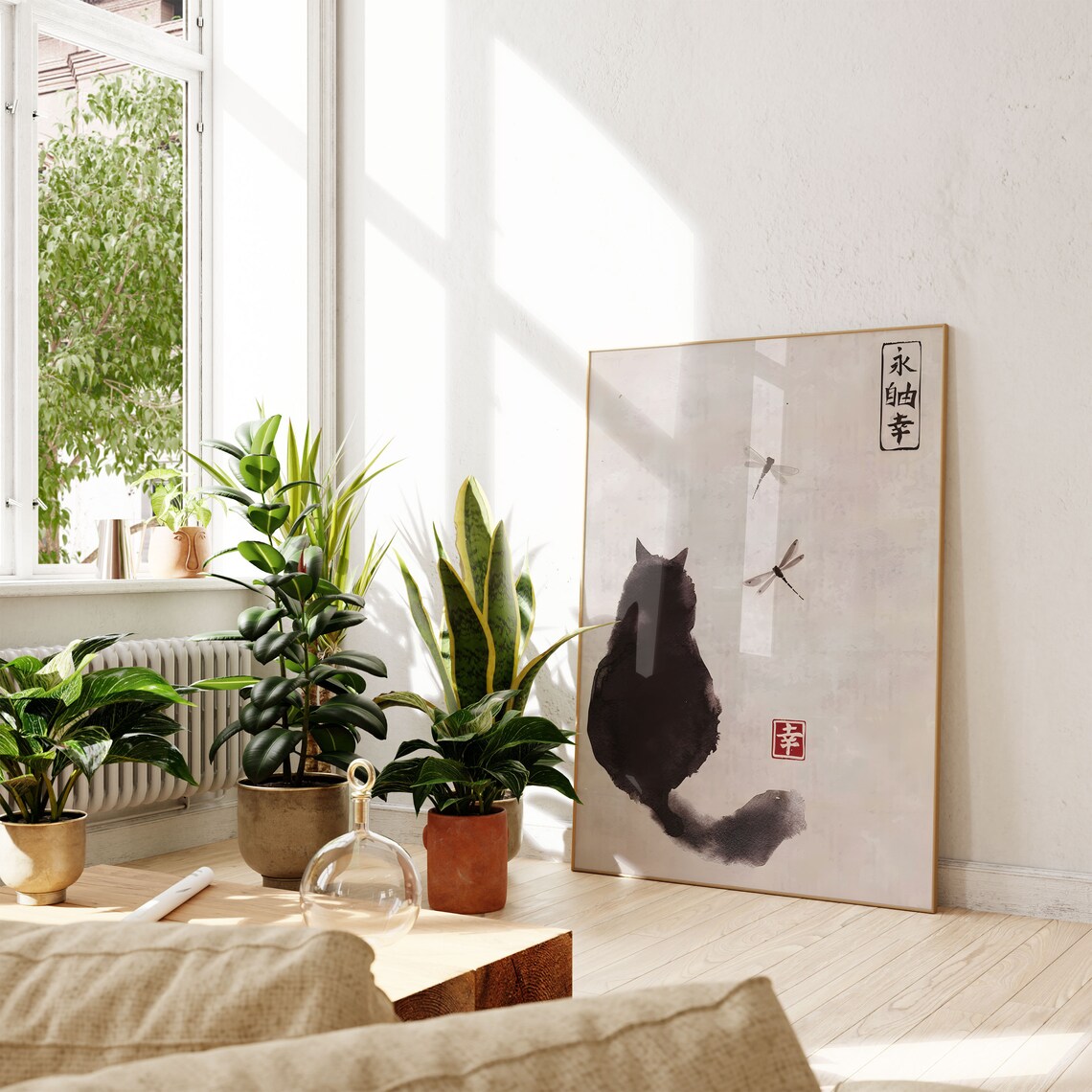 Japanese Black Cat Vintage Art Print, Japan Decor - Image 3