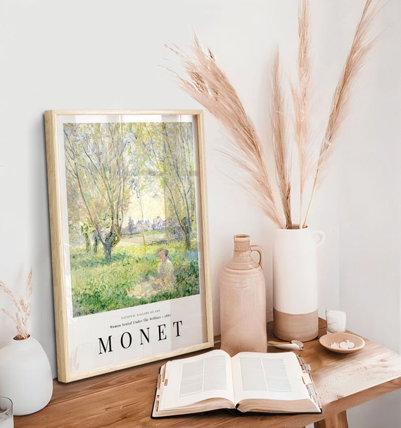 Monet Woman Seated Under The Willow Print Modern Impressionism Art Green Nature Poster Natural Wall Art Landscape Nature Inspired Gift