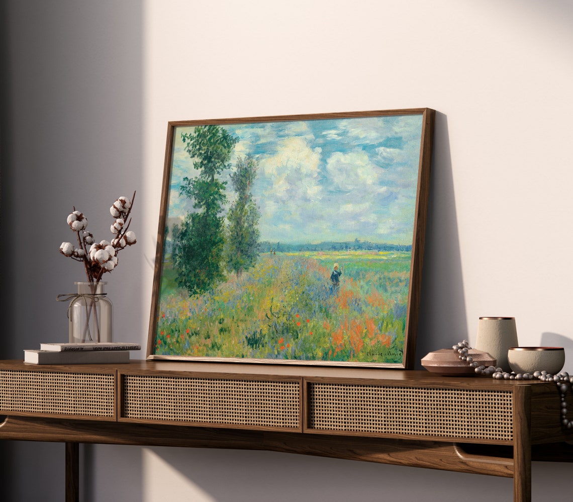 Claude Monet Poppies Nature Poster Green Landscape Print Gallery Wall Art Decor Modern Impressionism Elegant Scenic View Gift For Her - Image 2