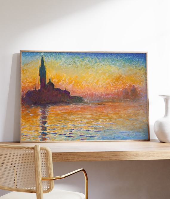 Claude Monet San Giorgio Maggiore At Dusk Venice Sunset Glow Art Poster