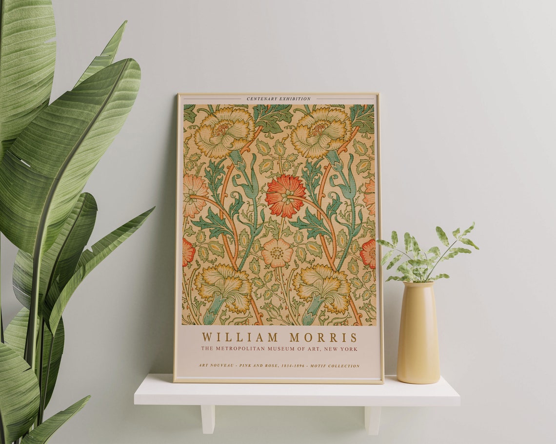 William Morris Pink and Rose Centenary Exhibition Floral Poster - Image 2