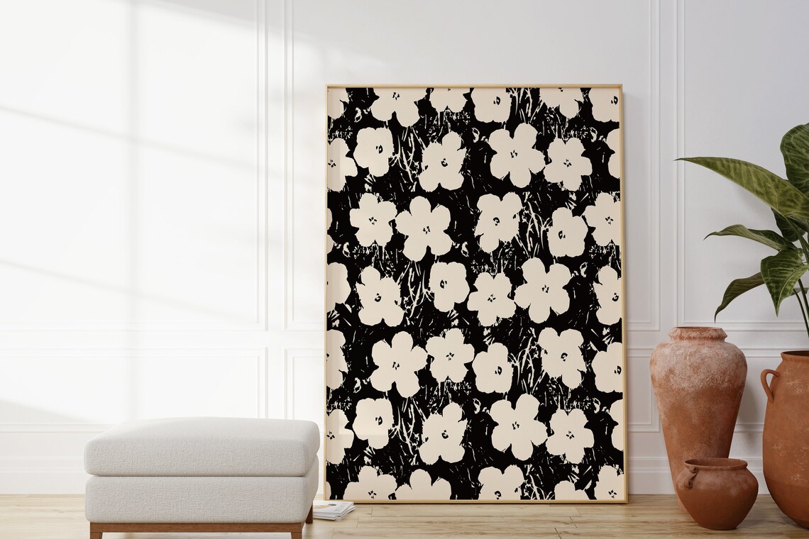 Henri Matisse Flower Pattern, Black and White Art Print - Image 3