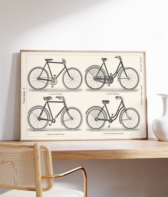 Bicycle Fahrrad Art Poster Bicycle Illustration Print Cycling Artwork Cycle Lovers Gift Vintage Bicycle Art Decor Housewarming Art