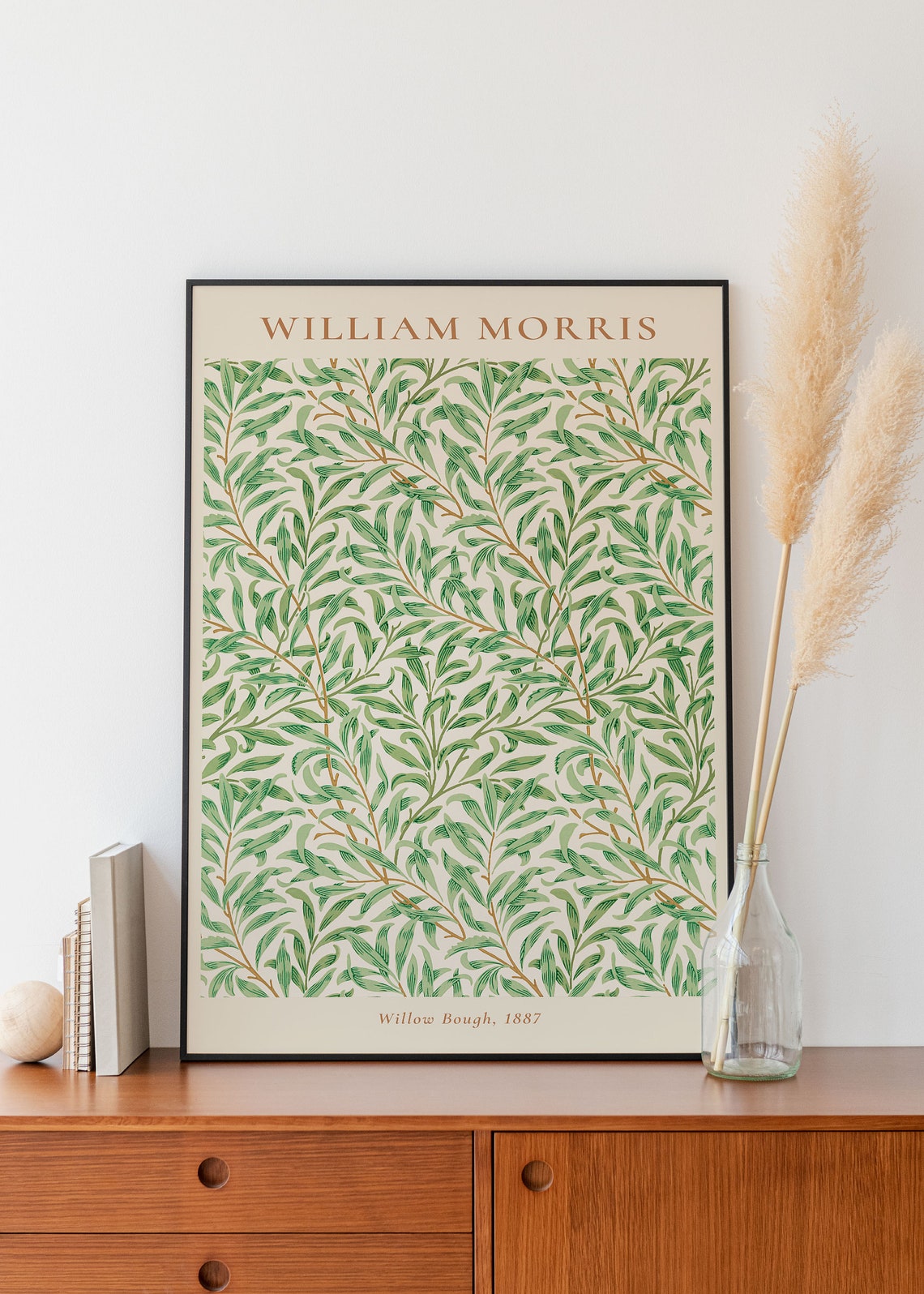 William Morris Willow Bough 1887 Green Willow Leaf Pattern Wall Art - Image 2