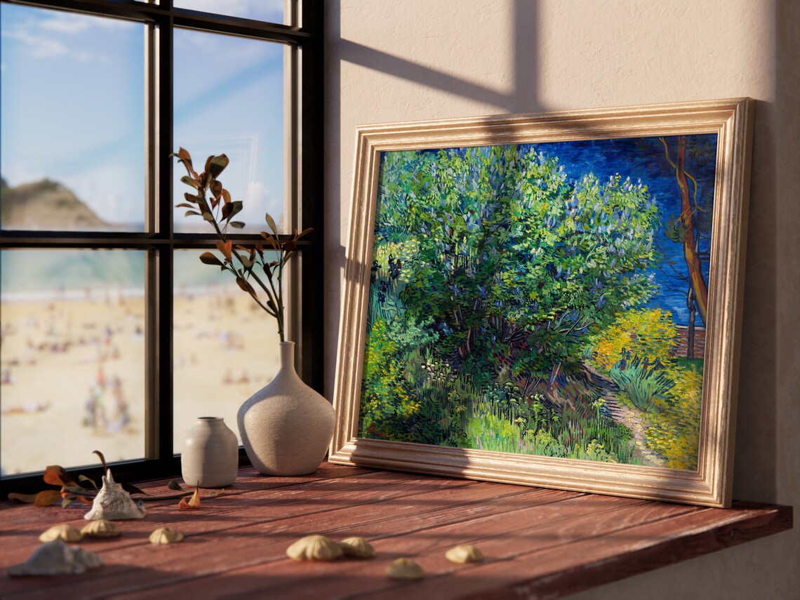 Vincent van Gogh Lilac Bush Garden Vibrant Nature Painting Poster - Image 4