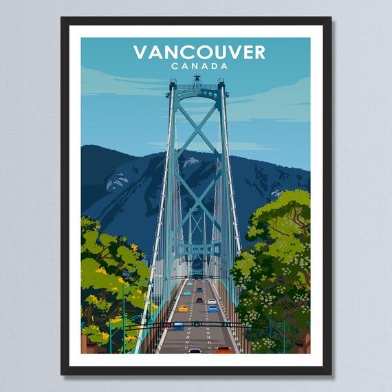 Vancouver Canada Lions Gate Bridge Scenic Mountain Drive Poster