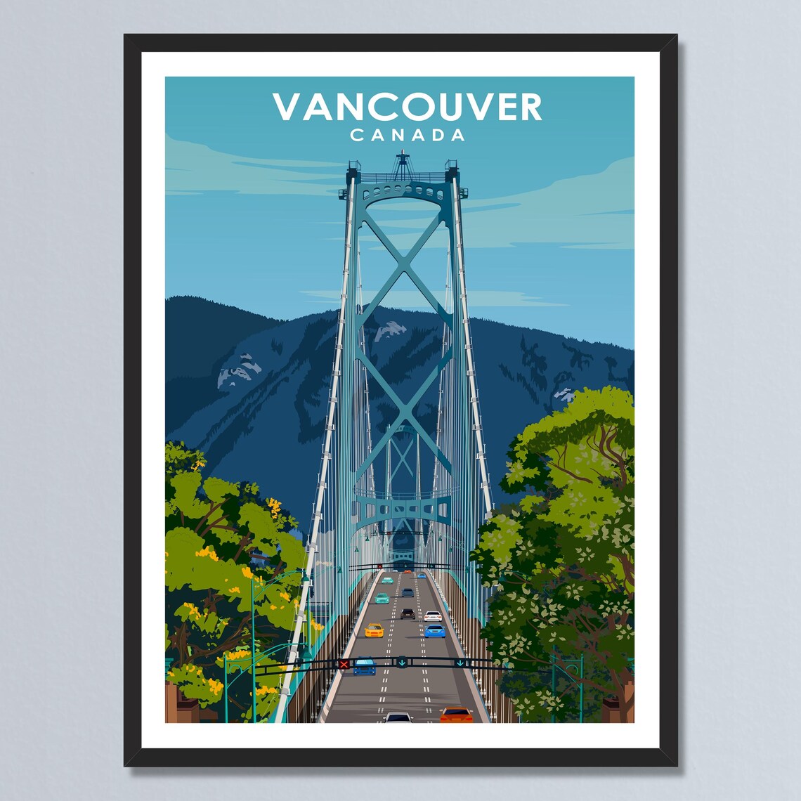 Vancouver Canada Lions Gate Bridge Scenic Mountain Drive Poster