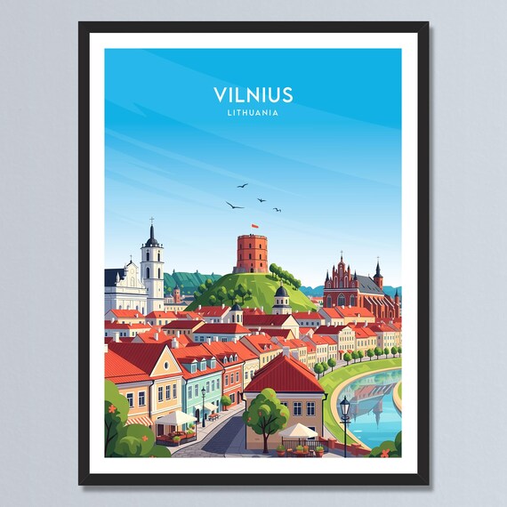 Vilnius Lithuania Old Town Skyline Gediminas Tower River View Poster