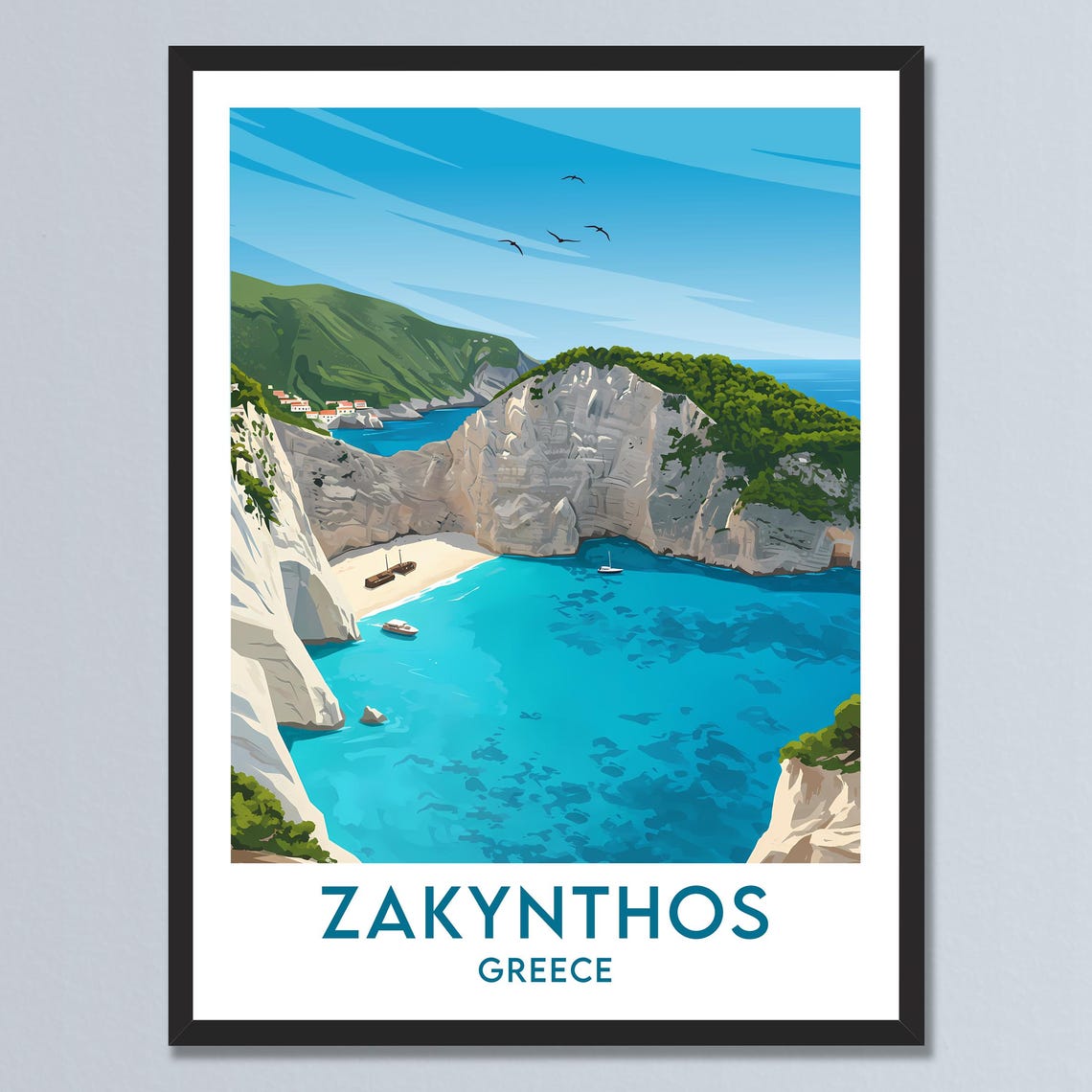 Zakynthos Greece Navagio Shipwreck Beach Turquoise Cove Poster