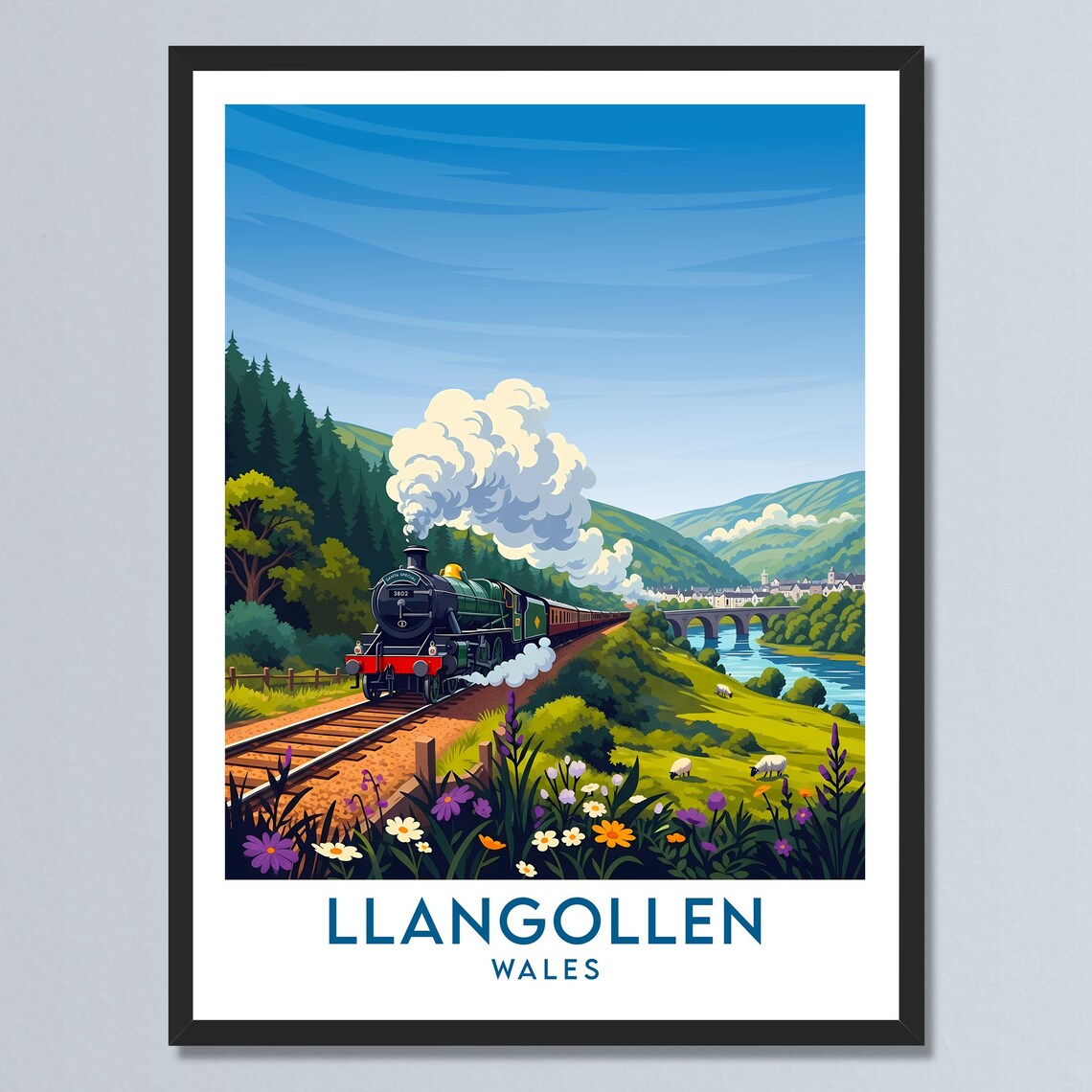 Llangollen Wales Steam Train Countryside Retro Travel Poster
