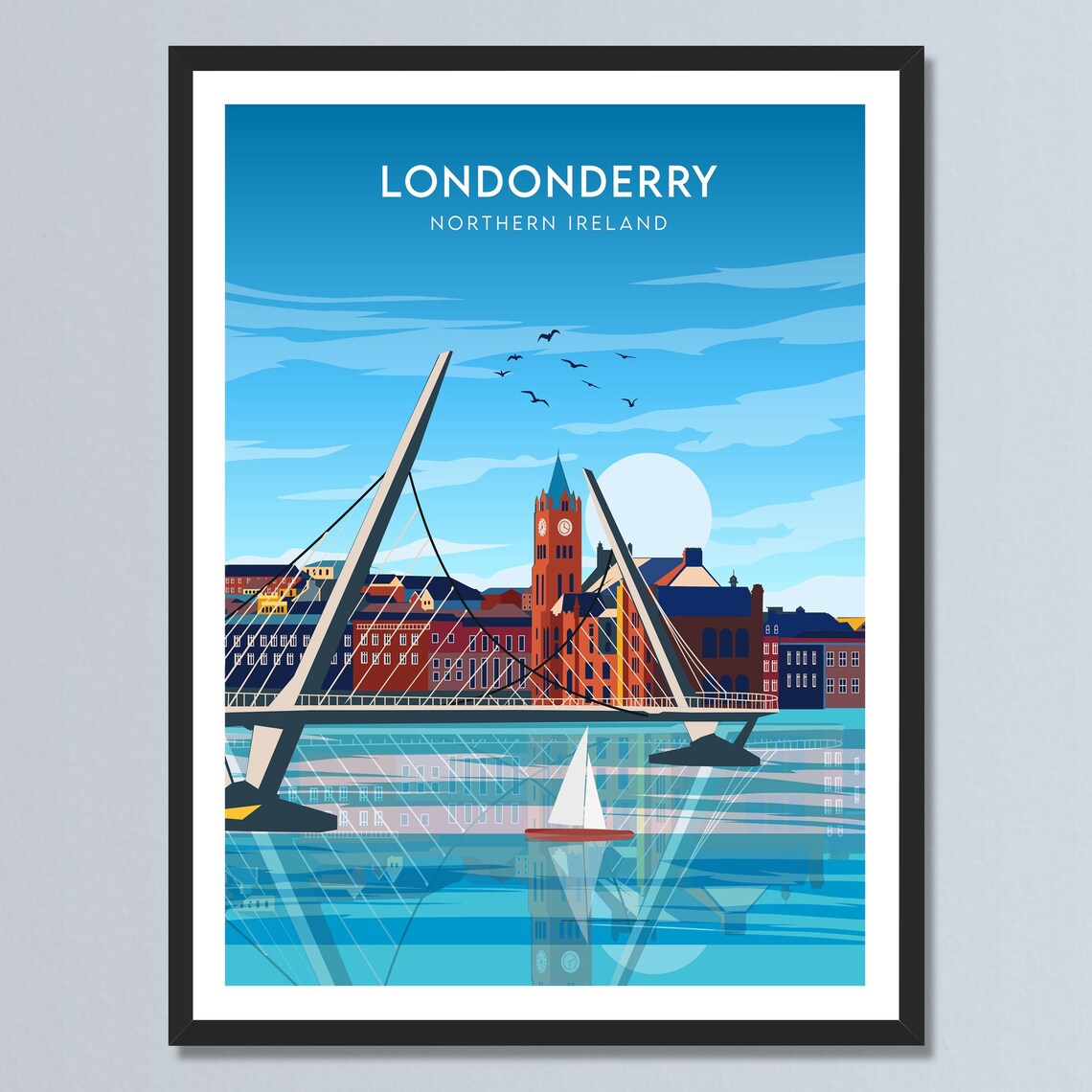 Londonderry Northern Ireland Peace Bridge River Reflections Poster