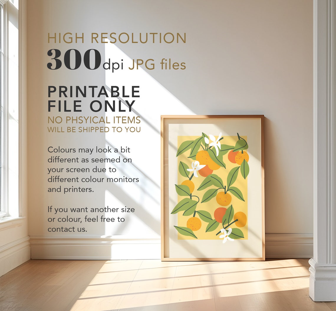 Orange Branch Blossom Citrus Fruit Kitchen Mediterranean Poster - Image 4