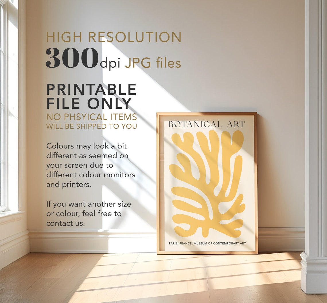 Matisse Style Yellow Botanical Cutout Modern Gallery Art Poster - Image 3