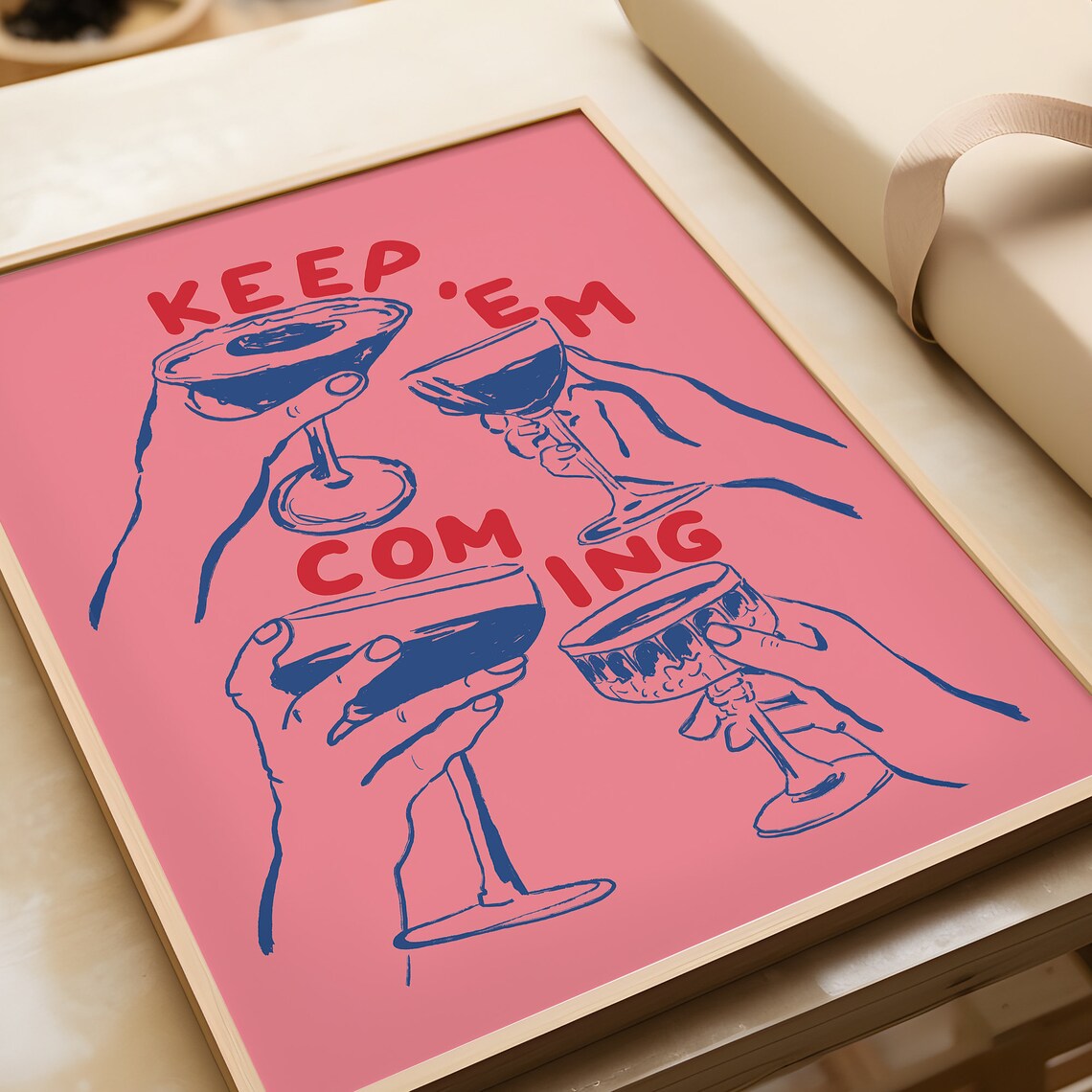 Keep Em Coming Bar Cart Cocktail Poster - Image 3