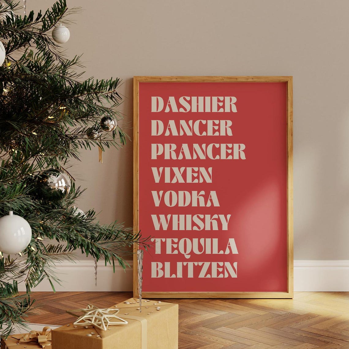 Dashier Dancer Prancer Vixen Vodka Whisky Tequila Blitzen Wall Art - Image 3