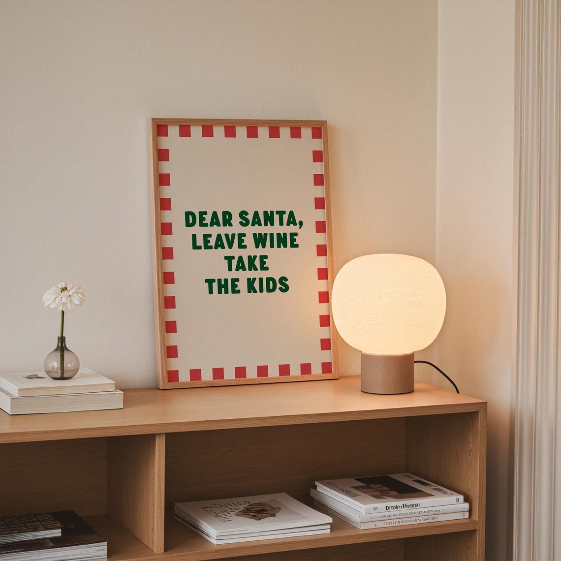 Dear Santa Leave Wine Funny Christmas Quote Holiday Party Wall Poster - Image 4