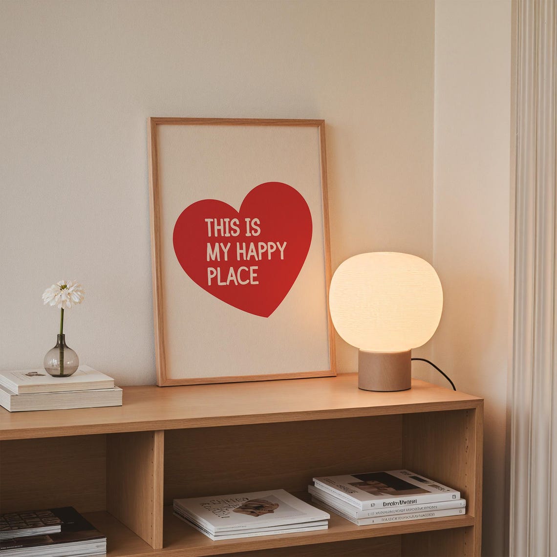This Is My Happy Place Big Red Heart Positive Quote Wall Art - Image 2
