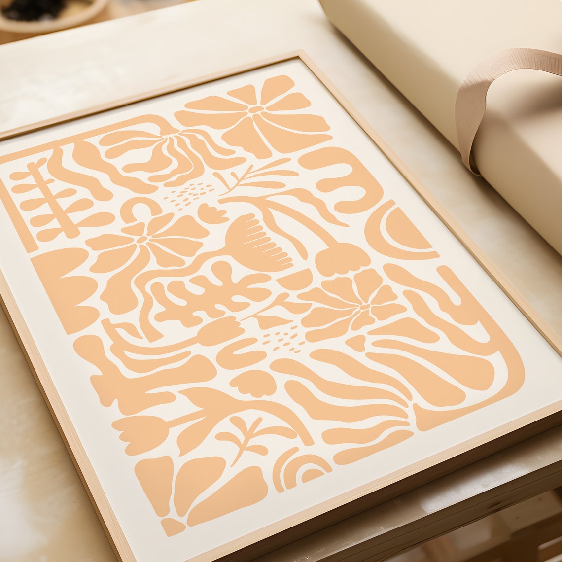 Peach Fuzz Abstract Botanical Retro Concept Minimalist Wall Poster