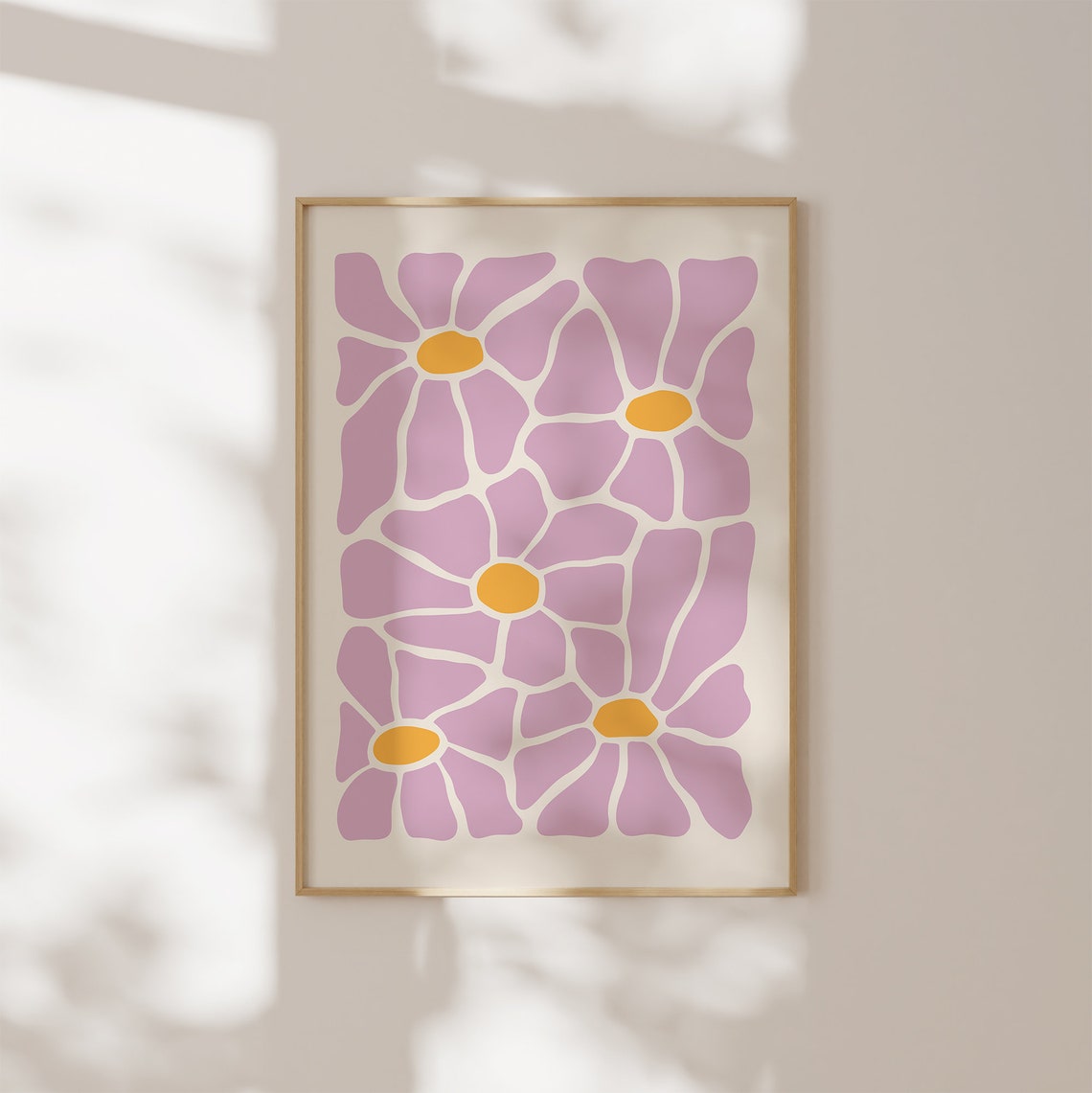 Pink Abstract Flowers Boho Floral Retro Lavender Botanical Poster - Image 3