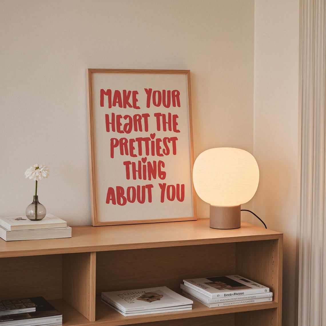 Make Your Heart The Prettiest Thing About You Red Hand Lettered Poster - Image 3