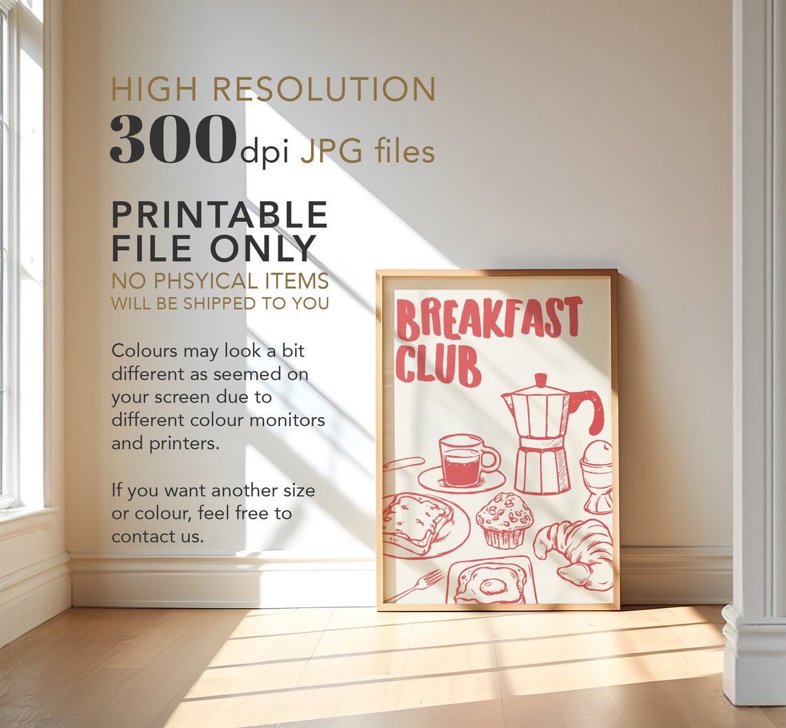 Breakfast Club Retro Red Coffee Moka Pot Kitchen Brunch Poster - Image 4