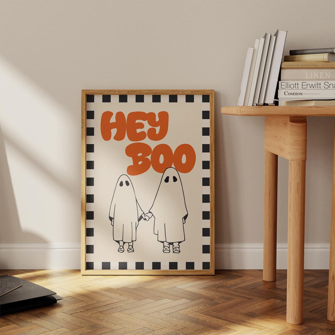 Hey Boo Cute Ghost Retro Halloween Funny Spooky Season Wall Poster - Image 2
